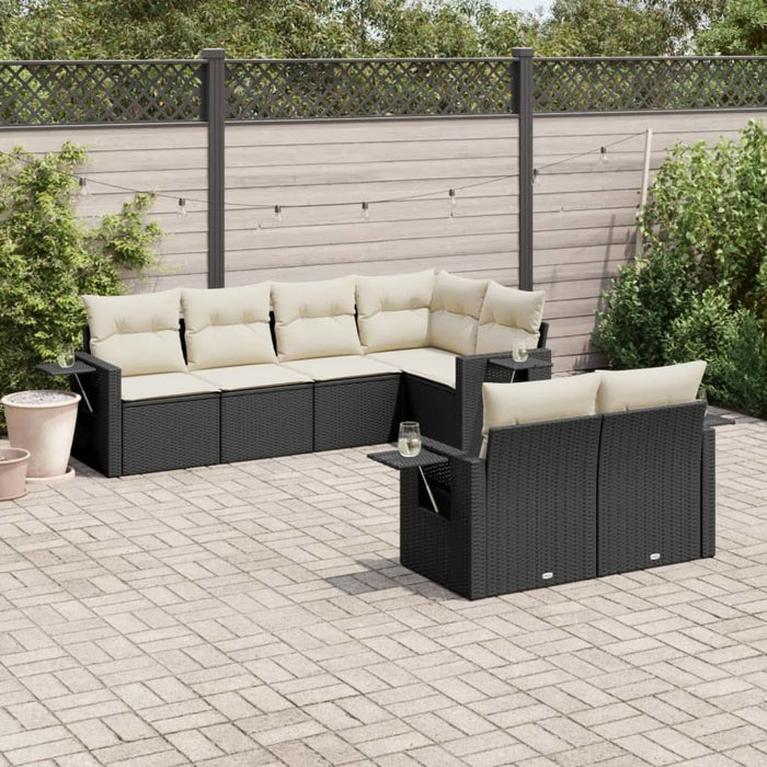 Set canapele de grădină cu perne, 7 piese, negru, poliratan - WALTI WALTI