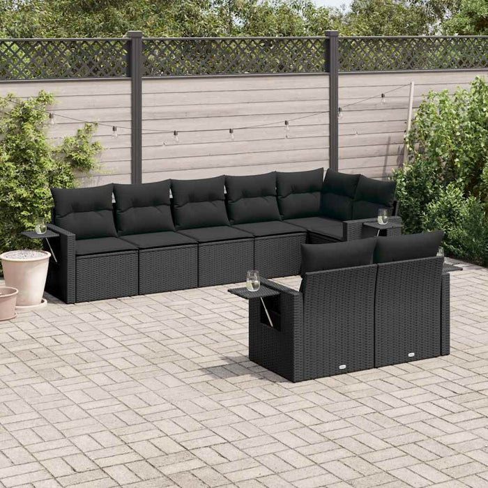 Set mobilier de grădină cu perne, 8 piese, negru, poliratan - WALTI WALTI
