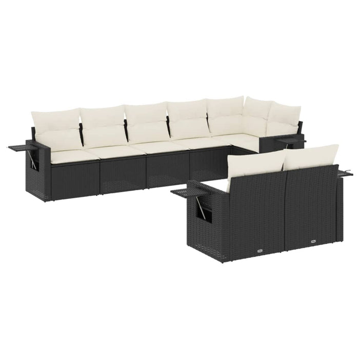 Set mobilier de grădină cu perne, 8 piese, negru, poliratan - WALTI WALTI