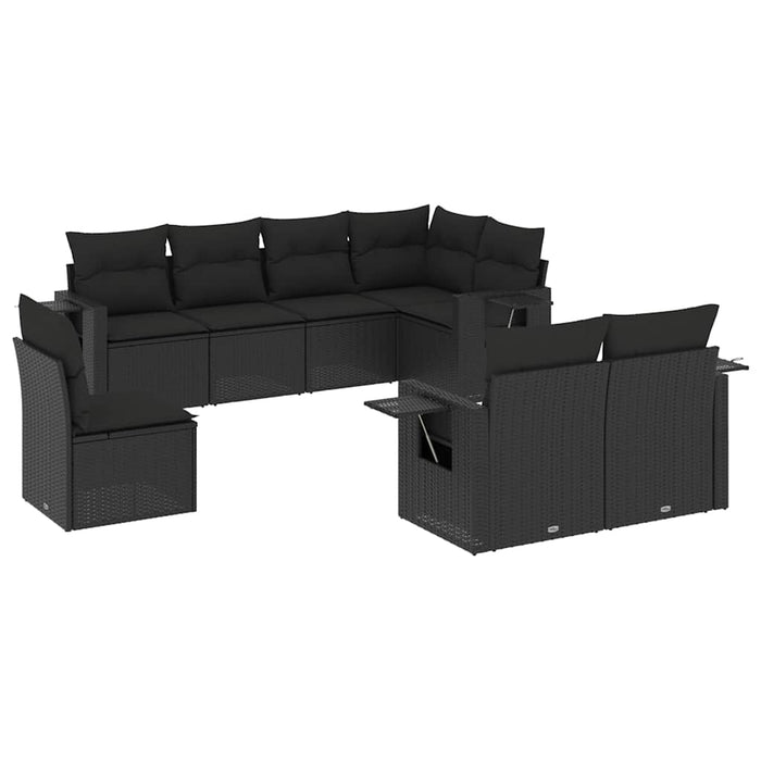 Set mobilier de grădină cu perne, 8 piese, negru, poliratan - WALTI WALTI