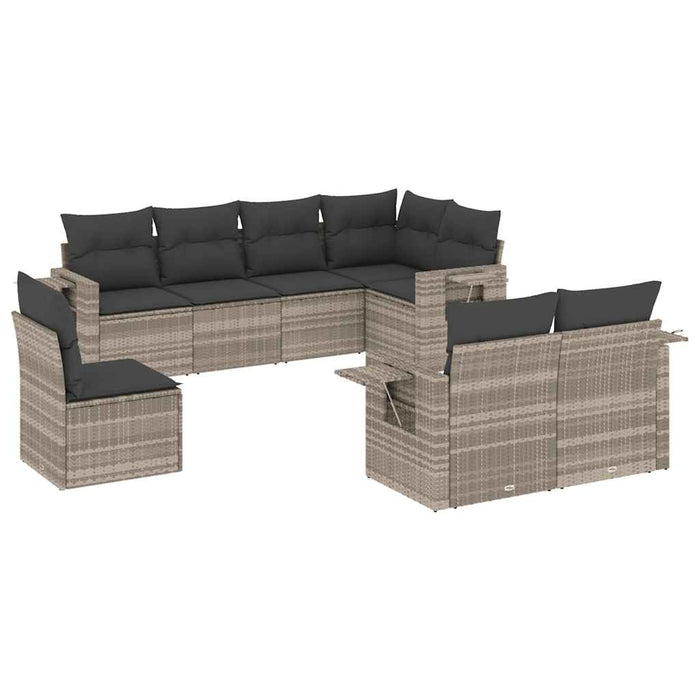 Set mobilier de grădină cu perne, 8 piese gri deschis poliratan - WALTI WALTI