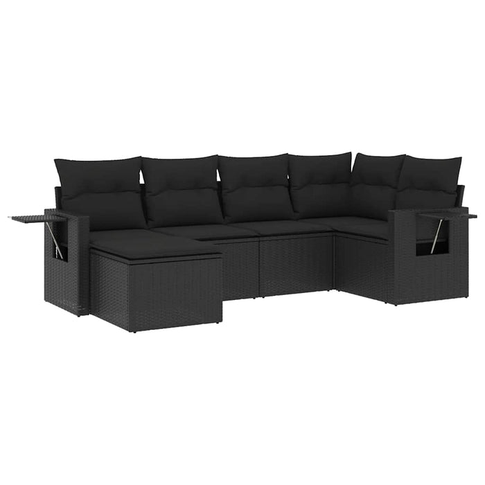 Set mobilier de grădină cu perne, 6 piese, negru, poliratan - WALTI WALTI