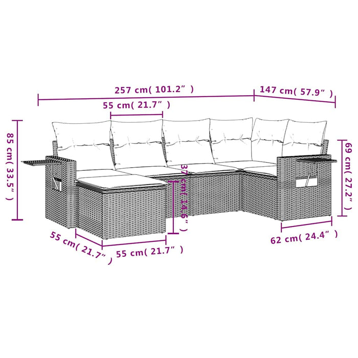 Set mobilier de grădină cu perne, 6 piese, negru, poliratan - WALTI WALTI