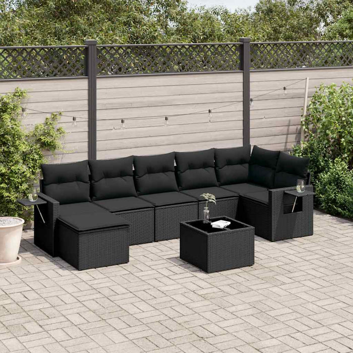 Set mobilier de grădină cu perne, 8 piese, negru, poliratan - WALTI WALTI