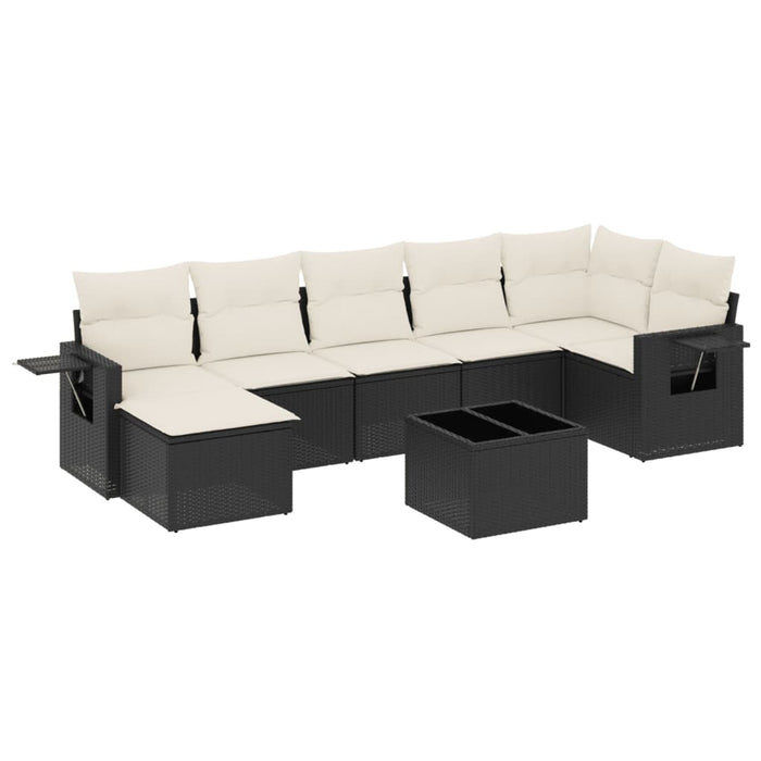 Set mobilier de grădină cu perne, 8 piese, negru, poliratan - WALTI WALTI
