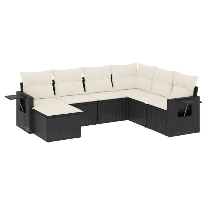 Set canapele de grădină cu perne, 7 piese, negru, poliratan - WALTI WALTI