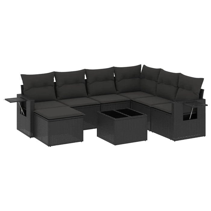 Set mobilier de grădină cu perne, 8 piese, negru, poliratan - WALTI WALTI