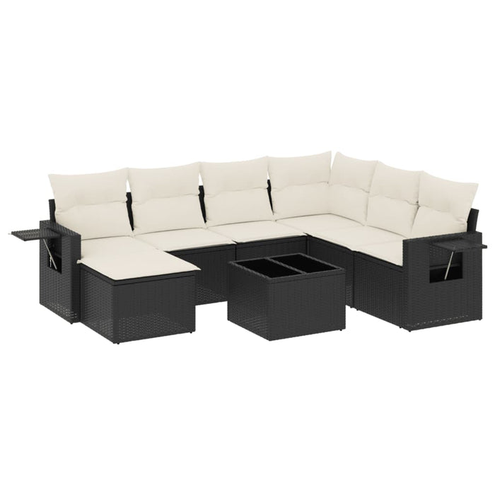 Set mobilier de grădină cu perne, 8 piese, negru, poliratan - WALTI WALTI