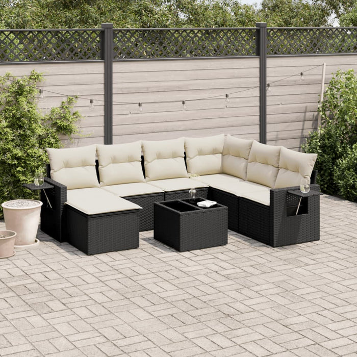 Set mobilier de grădină cu perne, 8 piese, negru, poliratan - WALTI WALTI