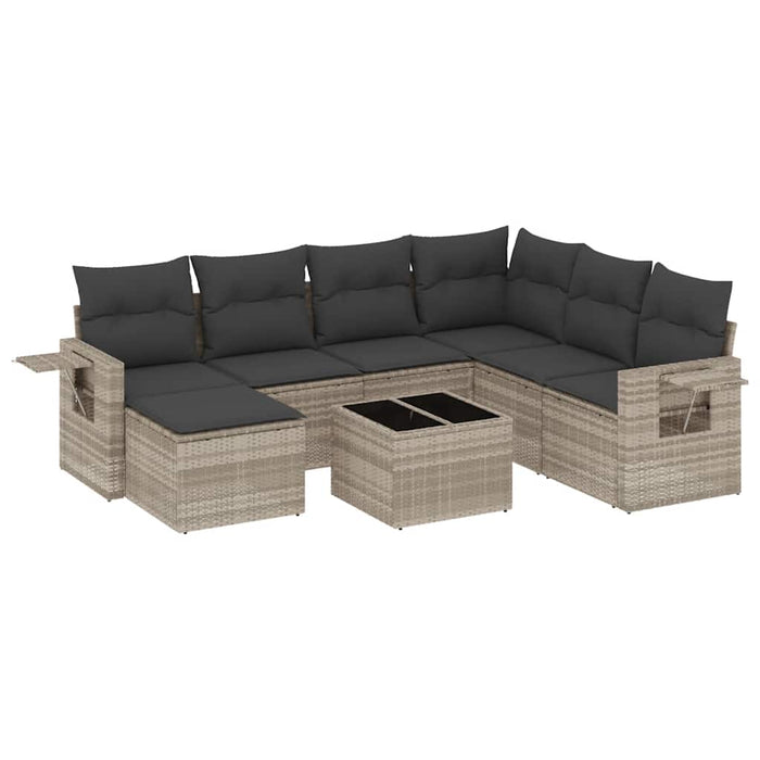 Set mobilier de grădină cu perne, 8 piese gri deschis poliratan - WALTI WALTI