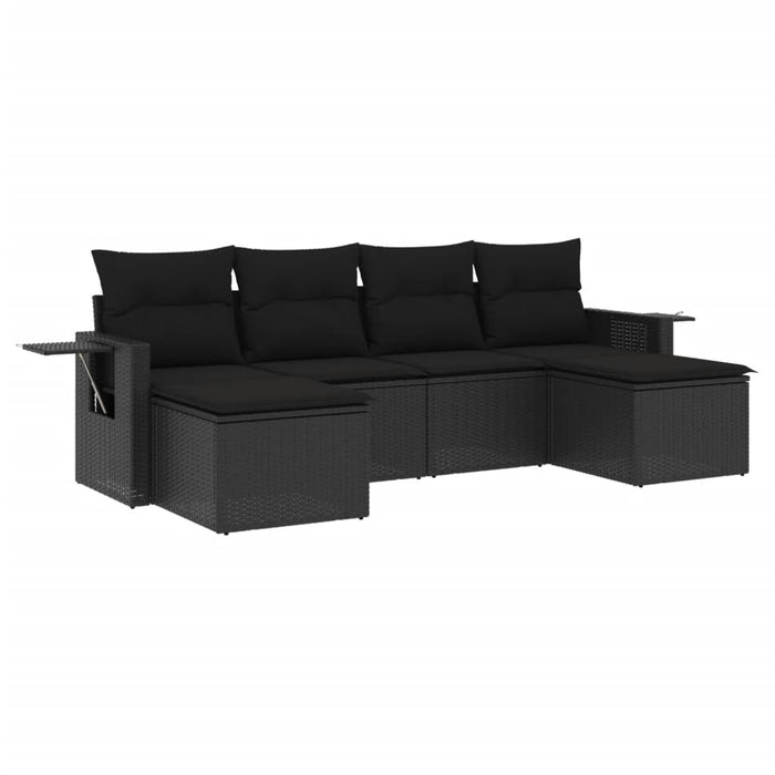 Set mobilier de grădină cu perne, 6 piese, negru, poliratan - WALTI WALTI