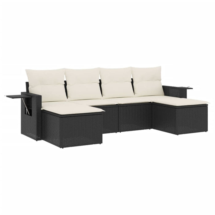 Set mobilier de grădină cu perne, 6 piese, negru, poliratan - WALTI WALTI