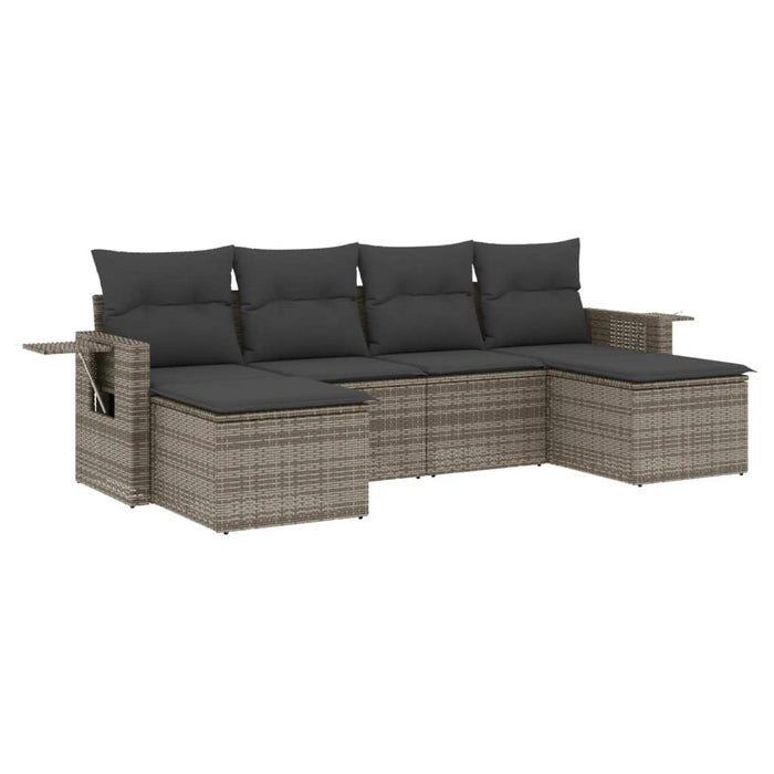 Set mobilier grădină cu perne, 6 piese, gri, poliratan - WALTI WALTI