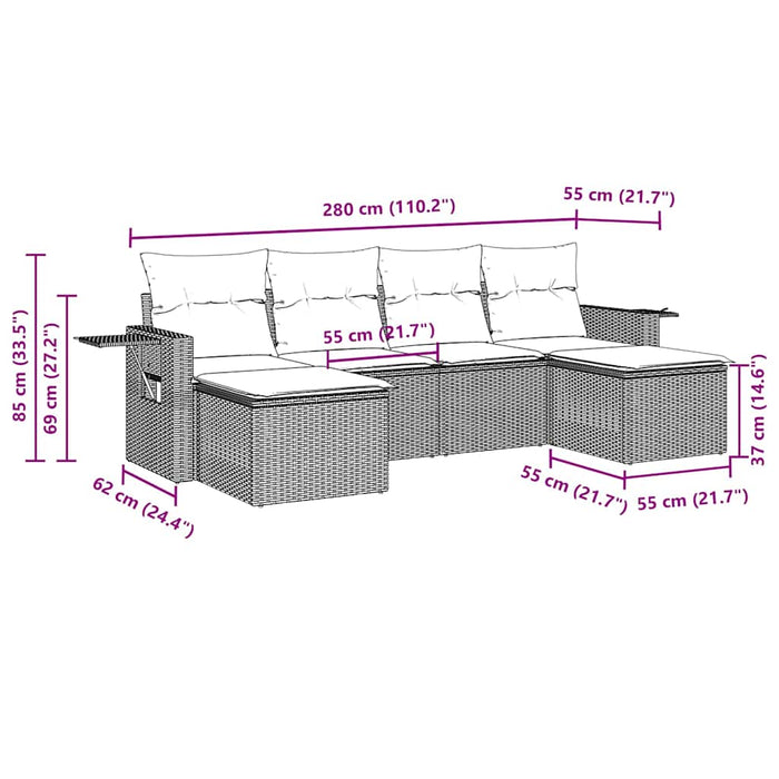 Set canapele de grădină cu perne, 6 piese gri deschis poliratan - WALTI WALTI