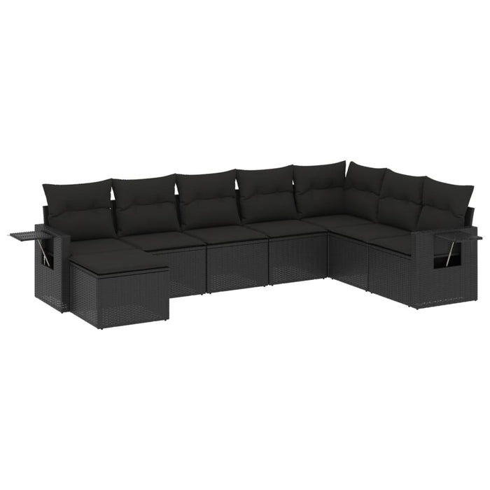 Set mobilier de grădină cu perne, 8 piese, negru, poliratan - WALTI WALTI