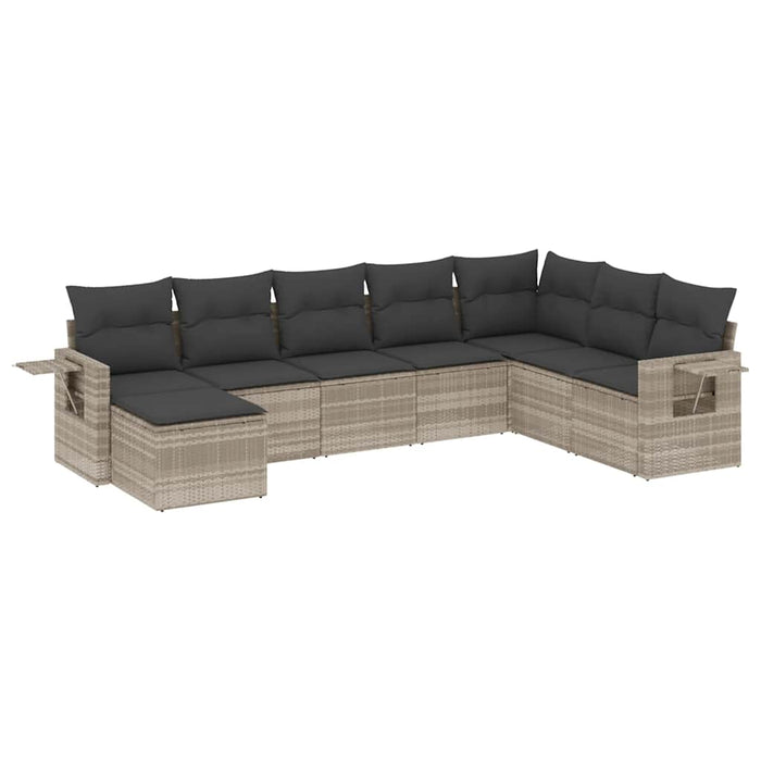 Set mobilier de grădină cu perne, 8 piese gri deschis poliratan - WALTI WALTI