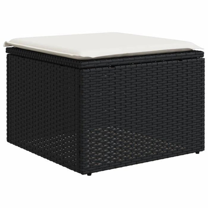 Set mobilier de grădină cu perne, 9 piese, negru, poliratan WALTI