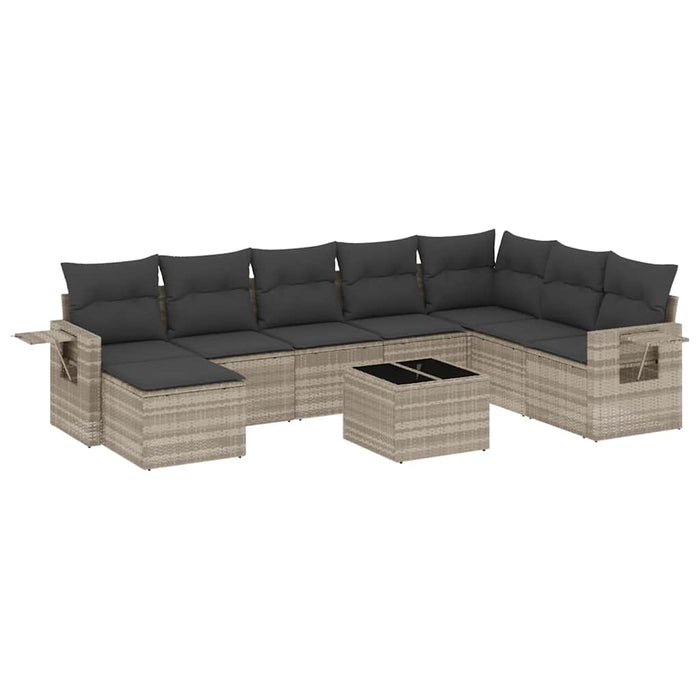 Set canapele de grădină cu perne, 9 piese gri deschis poliratan - WALTI WALTI
