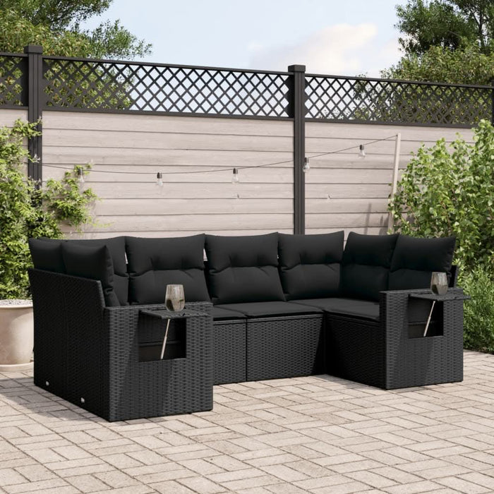 Set mobilier de grădină cu perne, 6 piese, negru, poliratan - WALTI WALTI
