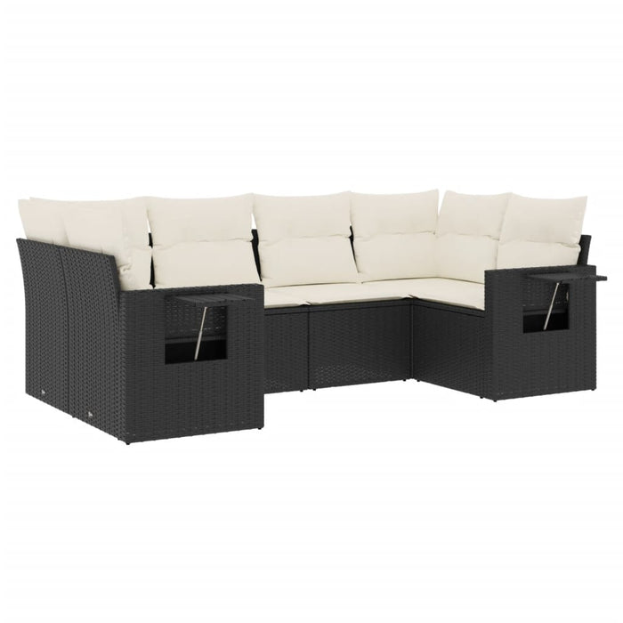 Set mobilier de grădină cu perne, 6 piese, negru, poliratan - WALTI WALTI