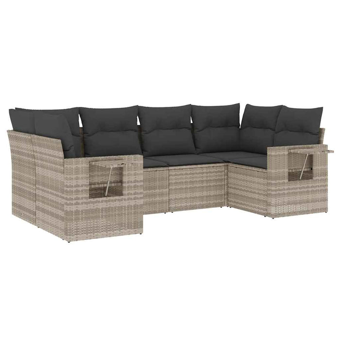 Set canapele de grădină cu perne, 6 piese gri deschis poliratan - WALTI WALTI