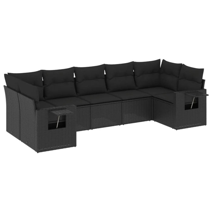 Set canapele de grădină cu perne, 7 piese, negru, poliratan - WALTI WALTI