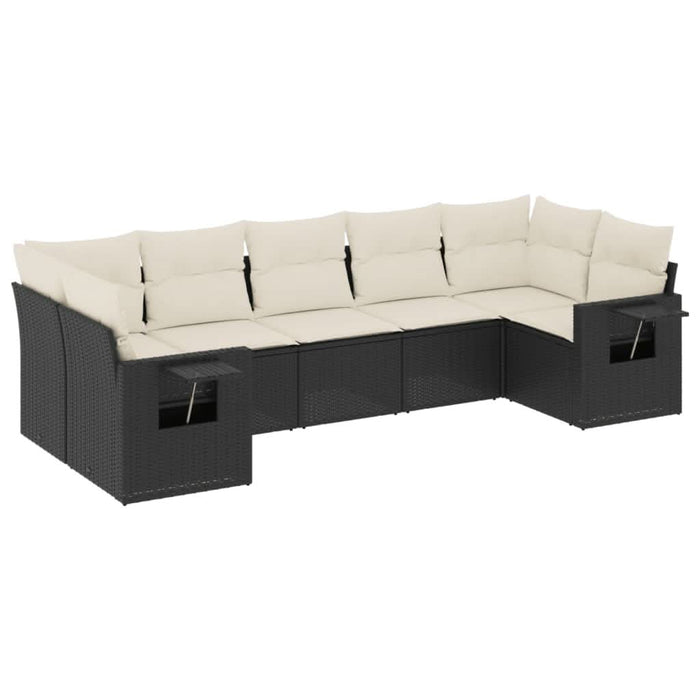 Set canapele de grădină cu perne, 7 piese, negru, poliratan - WALTI WALTI