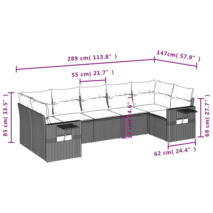 Set canapele de grădină cu perne, 7 piese, negru, poliratan - WALTI WALTI