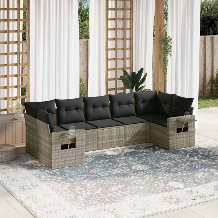 Set canapele de grădină cu perne, 7piese gri deschis poliratan - WALTI WALTI