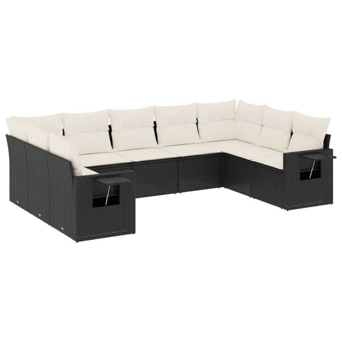 Set mobilier de grădină cu perne, 9 piese, negru, poliratan - WALTI WALTI