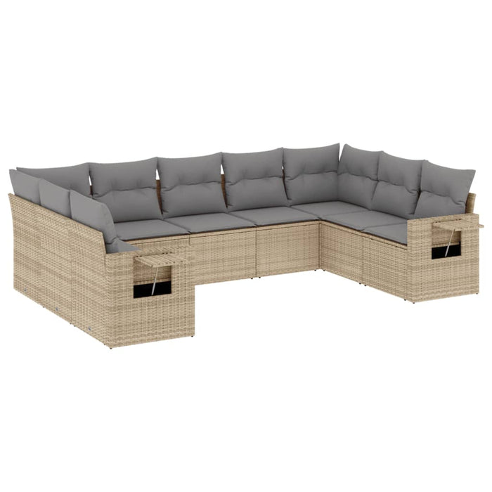 Set canapele de grădină, 9 piese, cu perne, bej, poliratan - WALTI WALTI