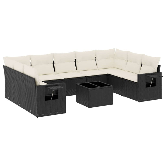 Set canapele de grădină cu perne, 10 piese, negru, poliratan - WALTI WALTI