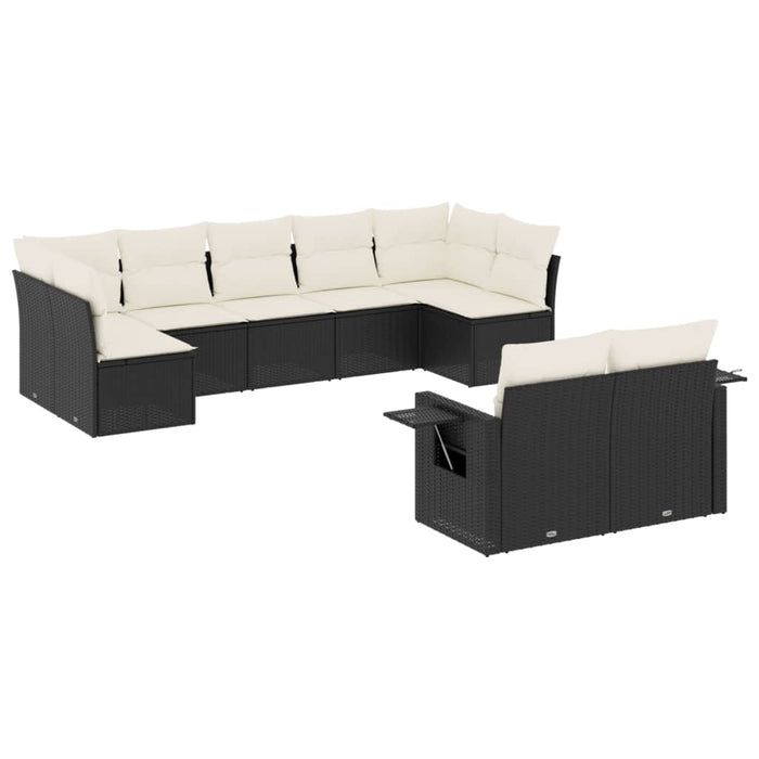 Set mobilier de grădină cu perne, 9 piese, negru, poliratan - WALTI WALTI