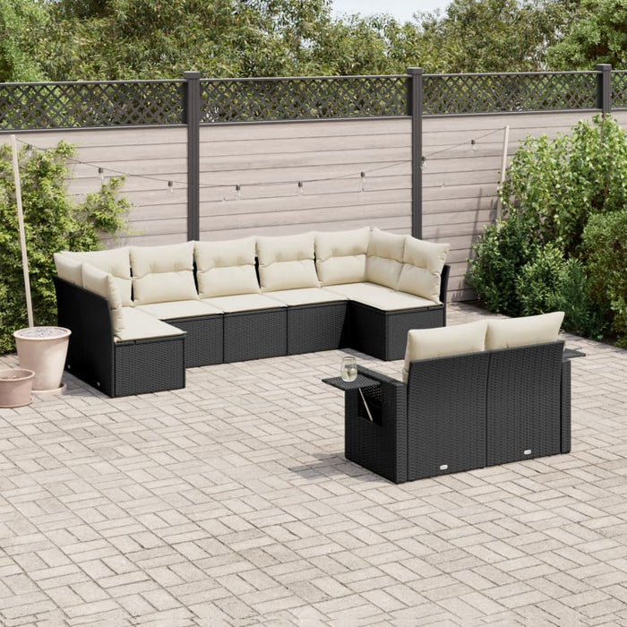 Set mobilier de grădină cu perne, 9 piese, negru, poliratan - WALTI WALTI