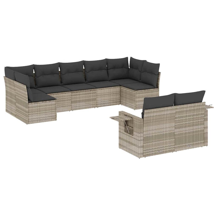 Set canapele de grădină cu perne, 9 piese gri deschis poliratan - WALTI WALTI