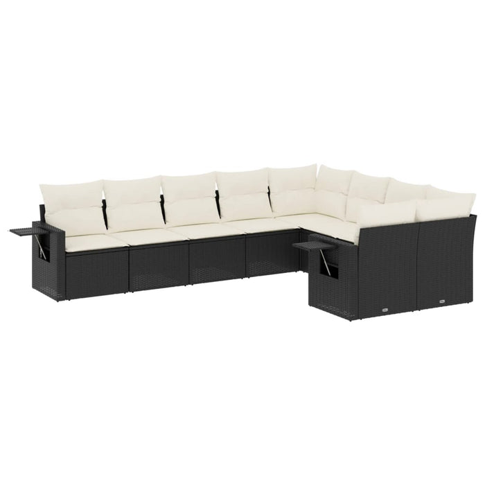 Set mobilier de grădină cu perne, 9 piese, negru, poliratan - WALTI WALTI