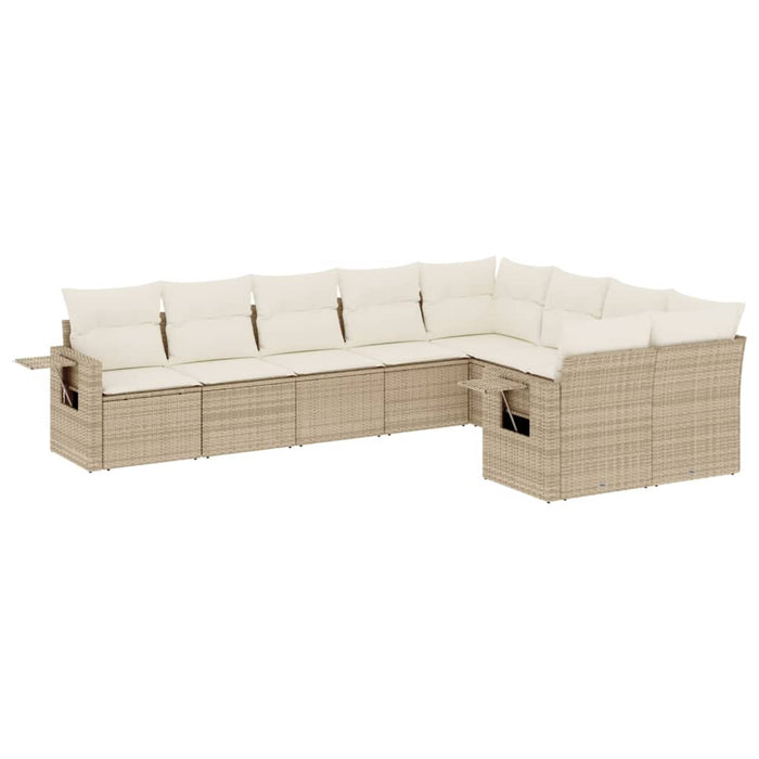 Set canapele de grădină, 9 piese, cu perne, bej, poliratan - WALTI WALTI
