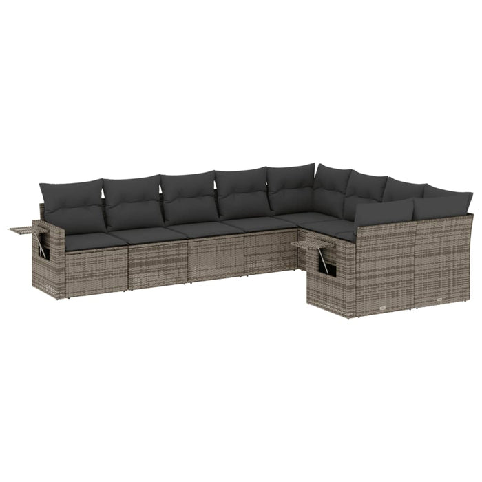Set canapele de grădină, 9 piese, cu perne, gri, poliratan - WALTI WALTI