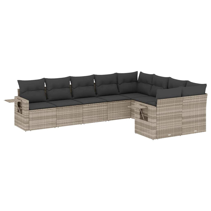 Set canapele de grădină cu perne, 9 piese gri deschis poliratan - WALTI WALTI