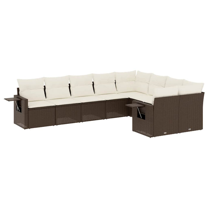 Set canapele de grădină cu perne, 9 piese, maro, poliratan - WALTI WALTI