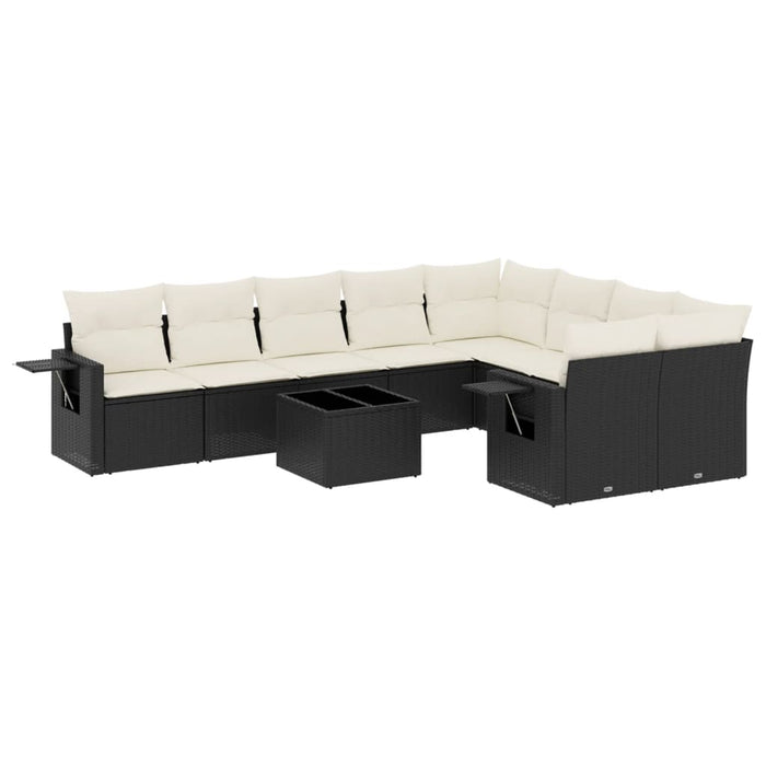 Set canapele de grădină cu perne, 10 piese, negru, poliratan - WALTI WALTI