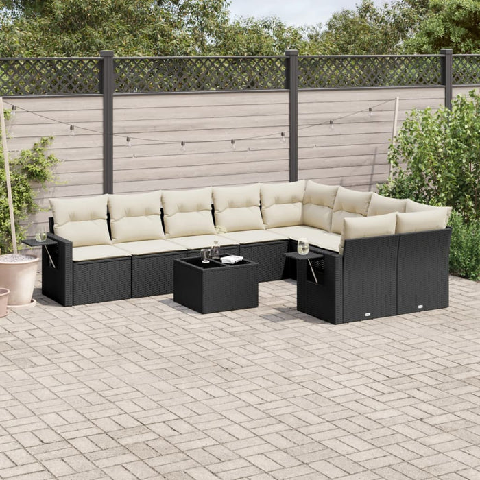 Set canapele de grădină cu perne, 10 piese, negru, poliratan - WALTI WALTI