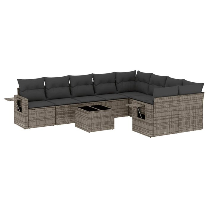 Set mobilier de grădină cu perne, 10 piese, gri, poliratan - WALTI WALTI