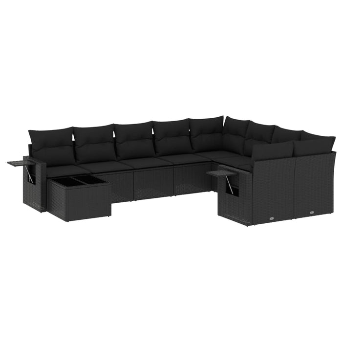 Set canapele de grădină cu perne, 10 piese, negru, poliratan - WALTI WALTI