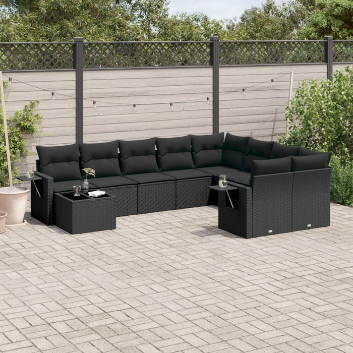 Set canapele de grădină cu perne, 10 piese, negru, poliratan - WALTI WALTI