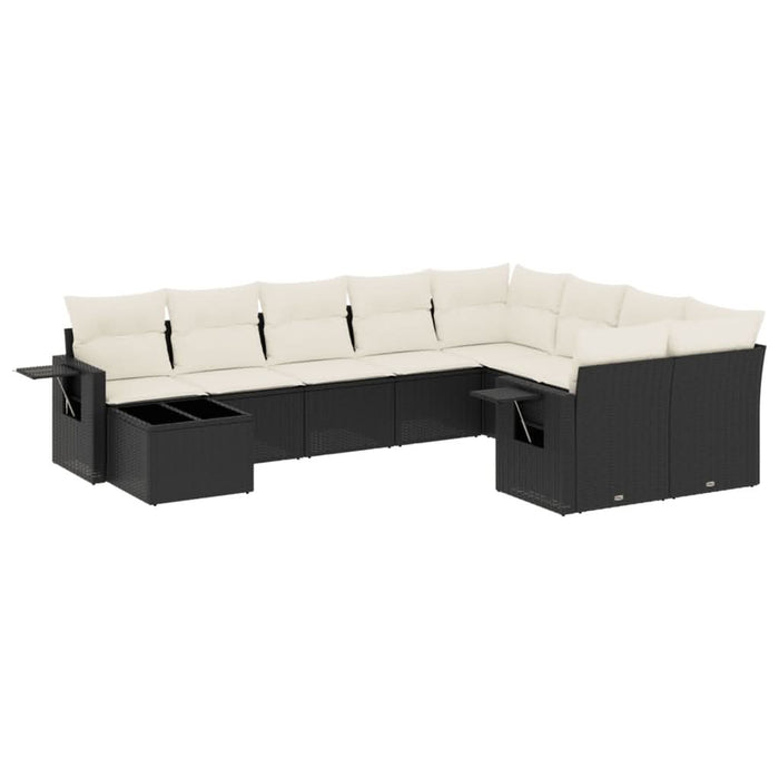 Set canapele de grădină cu perne, 10 piese, negru, poliratan - WALTI WALTI