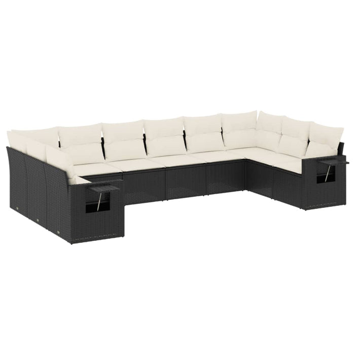 Set canapele de grădină cu perne, 10 piese, negru, poliratan - WALTI WALTI