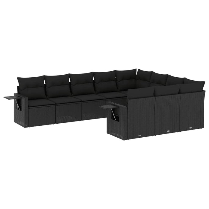 Set canapele de grădină cu perne, 10 piese, negru, poliratan - WALTI WALTI