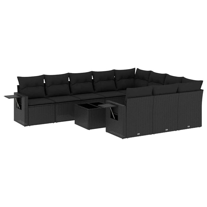 Set canapele de grădină cu perne, 11 piese, negru, poliratan - WALTI WALTI