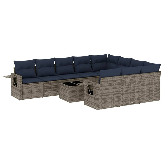 Set canapele de grădină cu 11 piese și perne, gri, poliratan WALTI